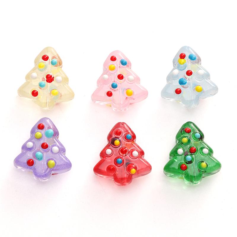 [15X16mm] Hand-painted Christmas Tree Beads Glass Christmas Tree Beads DIY Handmade Christmas Jewellery Accessories 1pc