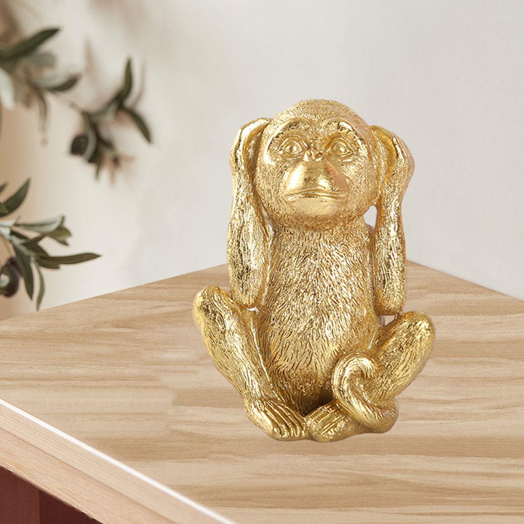Monkey Figurine Chinese Fengshui Resin Crafts Tabletop Statues