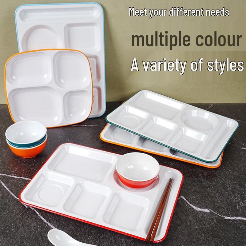 Diruien Melamine Compartment Dining Tray and Spoon Set