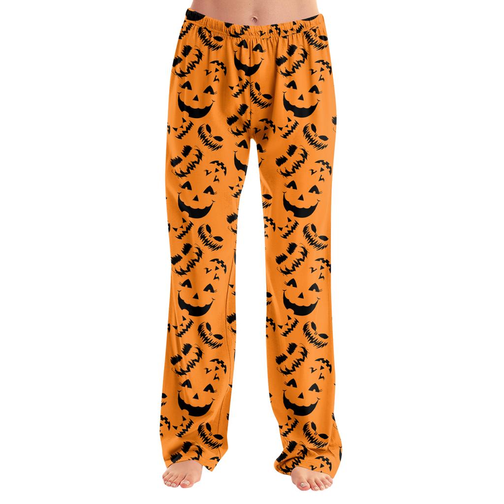 Herren Lockere Halloween-Print Loungehose Lässige Schlafanzughose Ohne Kordelzug Bequeme Passform Entspannter Stil