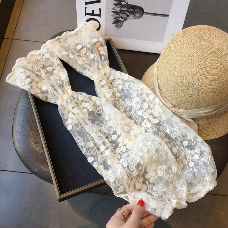 

Sunscreen Ice Sleeves Summer Lace Hollow Lace Arm Protection for Women Ins Loose Sleeves Gloves, Arm Protection Sleeves белый