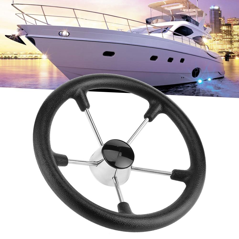 13 1 2 Inches Boat Stainless Steel 5 Spokes Steering Wheel with Black Foam Grip