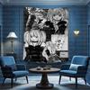 VIKAMA Schwarz Weiß Anime Mädchen Collage Wandteppich Anime Fan Schlafzimmer Mietwohnung Hintergrund Dekoration Wandteppich