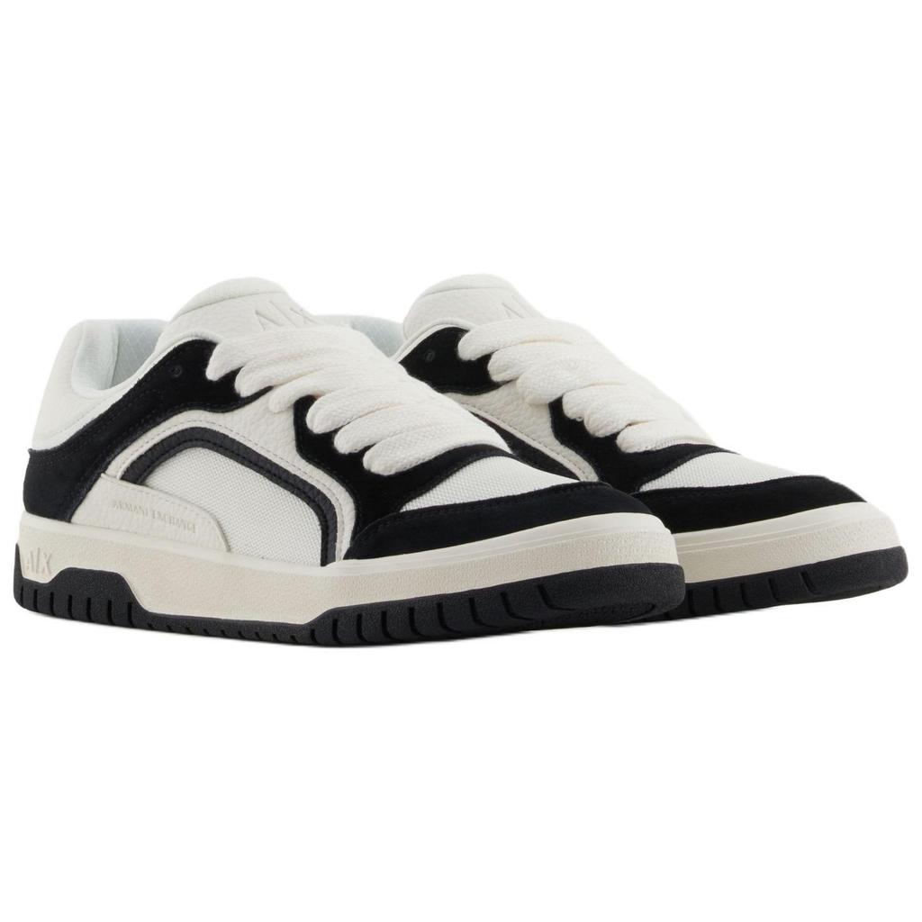 Armani Exchange Round Toe Lace-Up Color Block Oversized Sneakers Low Top Men sneakers Black White XUX258XV935N480