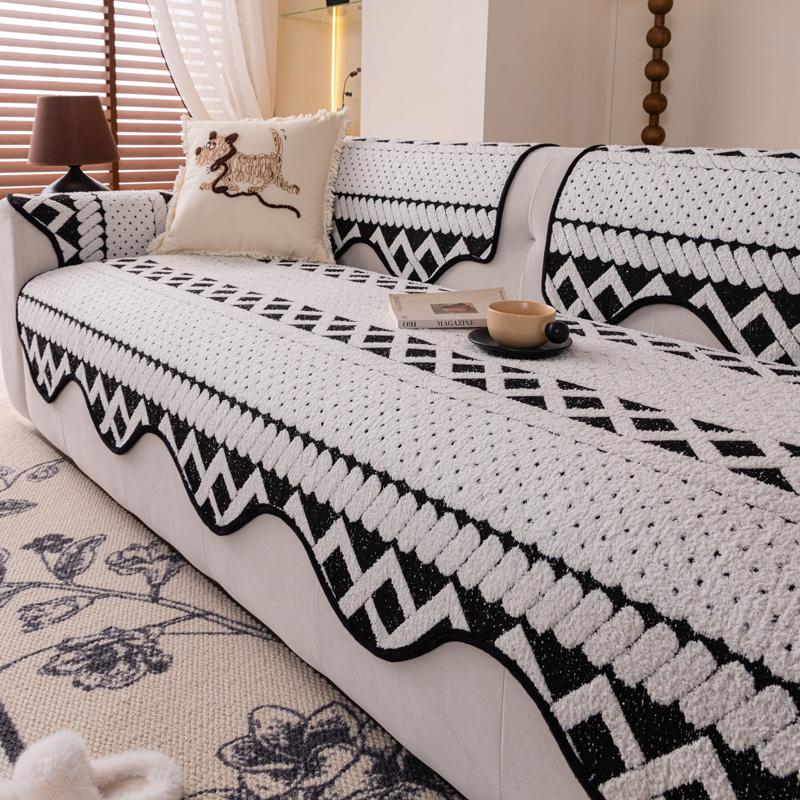 New Alien Sofa Cushion Snow Neil Winter Thick Anti Slip Cushion Straight Line Sofa Cover Cloth