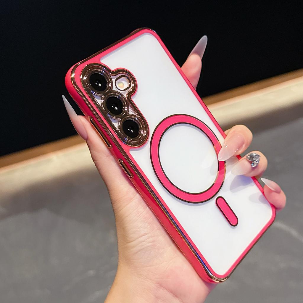 For Samsung Galaxy S25/S24 Magnetic Case Electroplated 2.0mm Acrylic TPU Phone Back Cover