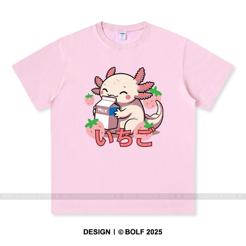 Japanese Kawaii Animal Printed T-Shirt 100% Cotton Oversized Cute Graphic Tees for Men Women Summer Tops Anime Streetwear