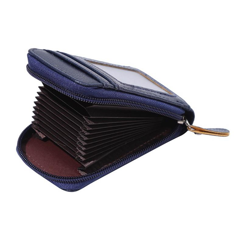 Fashion Multi-card Position Zipper Vertical Organ Card Case Leather Change Clutch