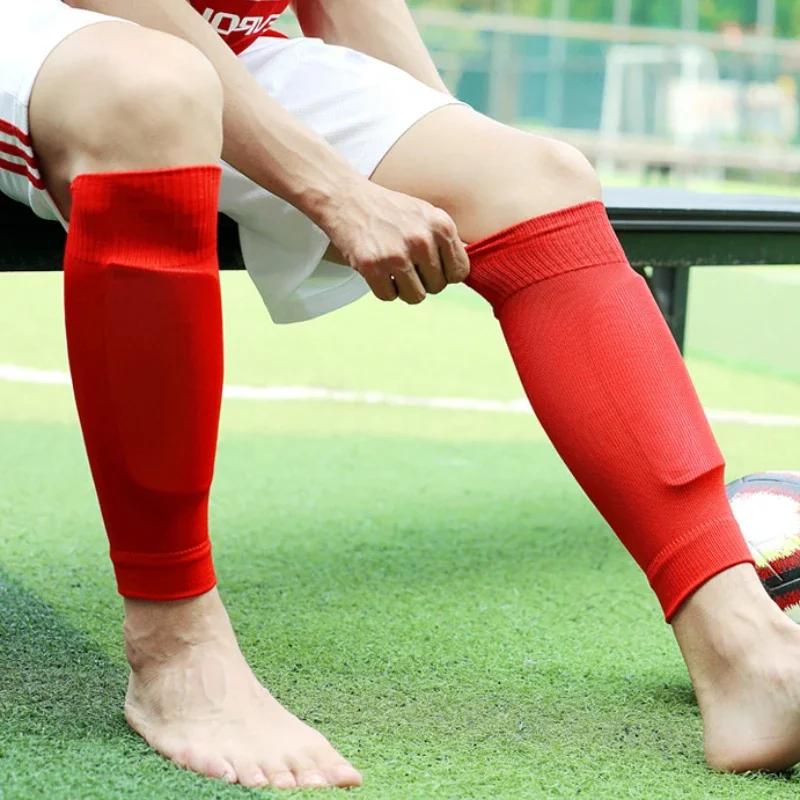 1Pair Athletic Soccer Shin Guard Socks Pad Sleeve Sock Leg Support Football Compression Sleeve Adult Teens Children Leg Protection