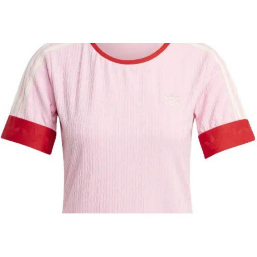 Adidas Originals SS23 Adicolor 70s Retro Series Logo Embroidered Crew Neck Short Sleeve T-Shirt Women Tops Pink IK7845