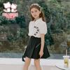 Girls' Academy Style Bow Shirt & Pleated Skirt Set