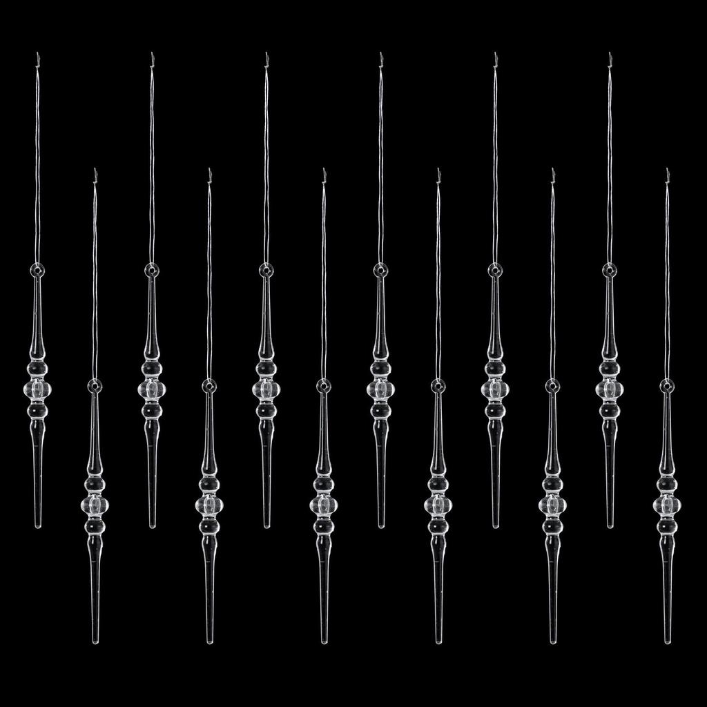 12 Pcs Multi-color Acrylic Icicle Ornament Set for Christmas Tree Decorations