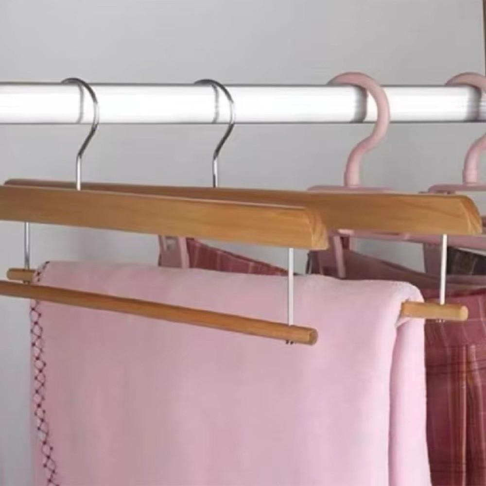 Premium Pants Hanger Wooden Storage Rack Portable Velvet Coat Hanger  Clothing Store Home Use