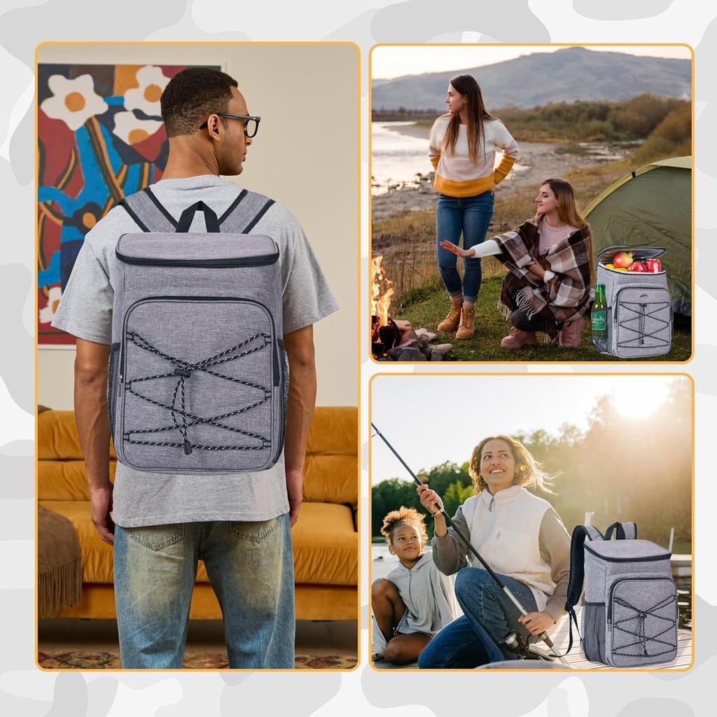 Kühlrucksack Groß Isoliert Auslaufsicher Lunch-Rucksack Tragbar Leicht Kühltasche für Reisen Wandern Camping