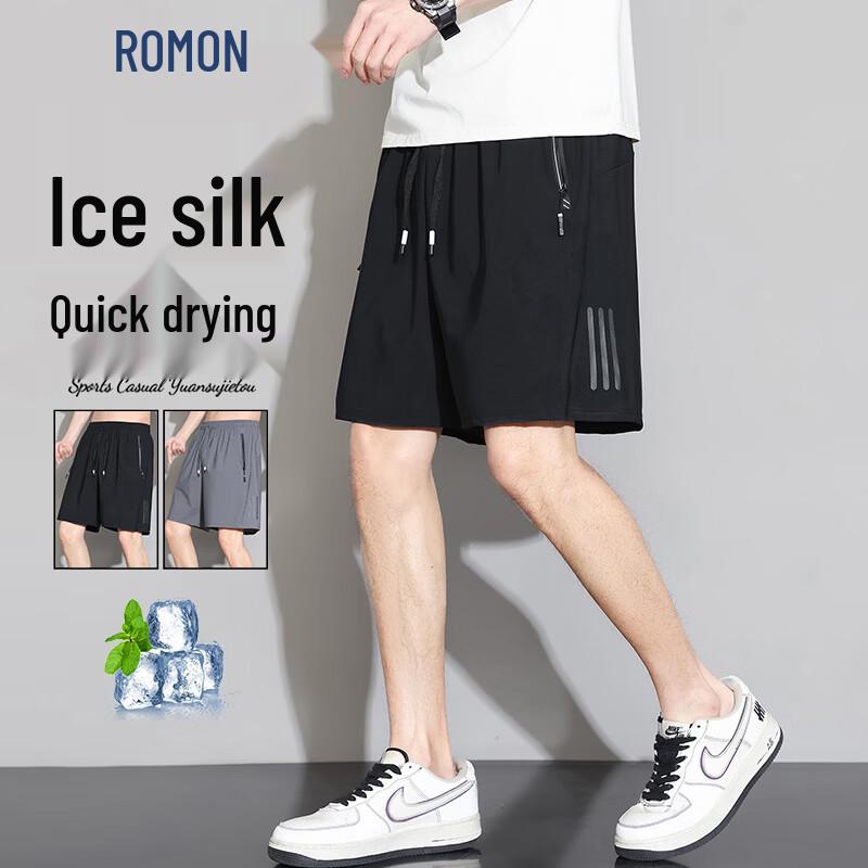 ROMON Men's Ice Silk Casual Shorts