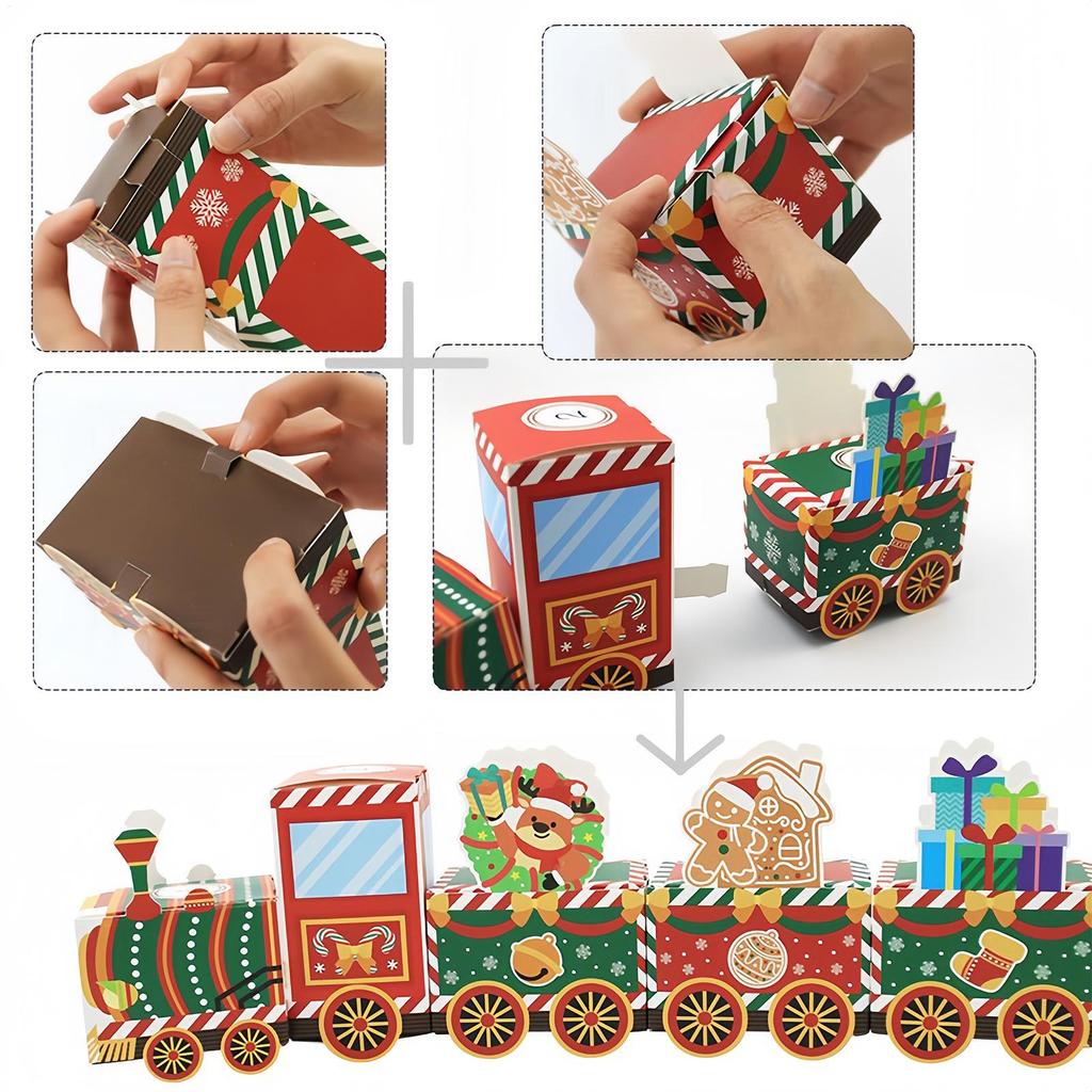 Christmas Gift Boxes Train Shape Multi Compartment Storage Organizer 24 Pieces Christmas Gift Storage Box For Kids Friends Home