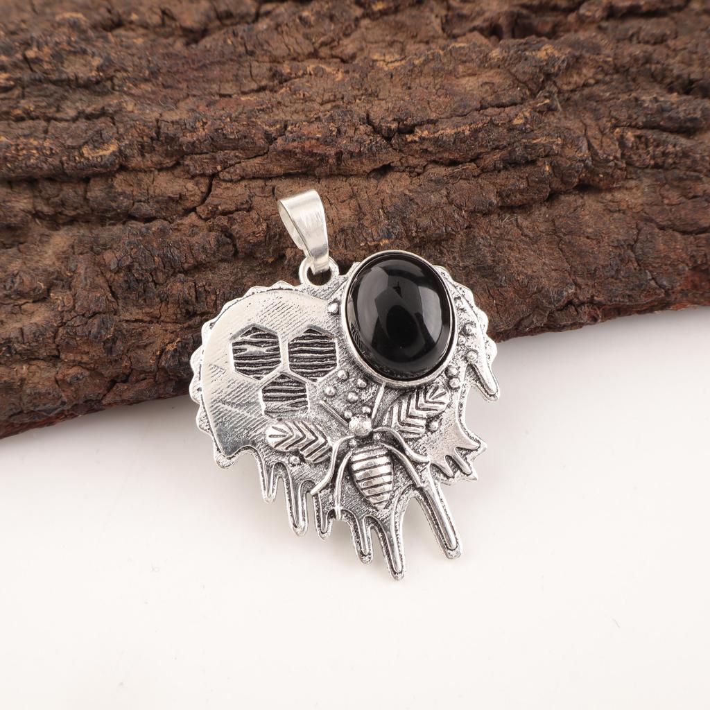 Bijuterii cu pandantiv cu turmalina neagra, pandantiv din argint solid 925, bijuterii uimitoare cu pandantiv realizate manual
