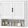 Bathroom Wall Cabinet, Slatted Door, Adjustable Shelf, Open Compartment, 60 x 20 x 60 cm, White