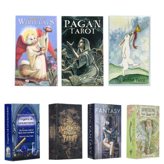 Tarot Decks English Wear Resistant Lightweight Augury Witch Energy Oracle Paper Cards Table Game for Daily Use