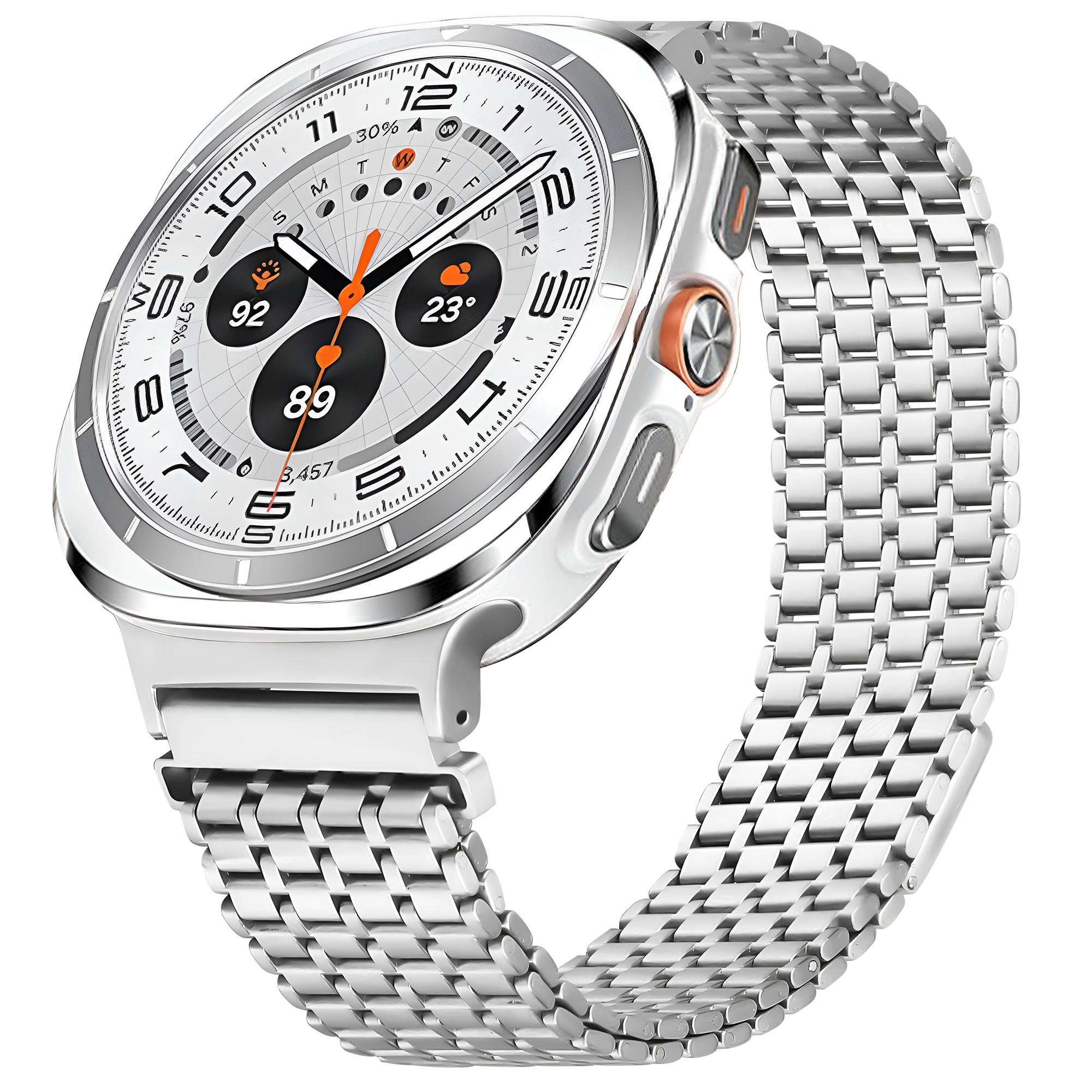 

For Samsung Galaxy Watch Ultra 47mm Watch Band Stainless Steel Magnetic Nine-Bead Loop Adjustable Strap As shown A