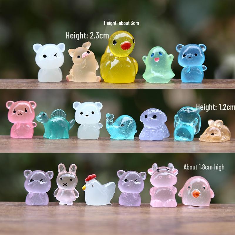 Mini Luminous Resin Animal Figurine Dolls for DIY Scenery Decoration