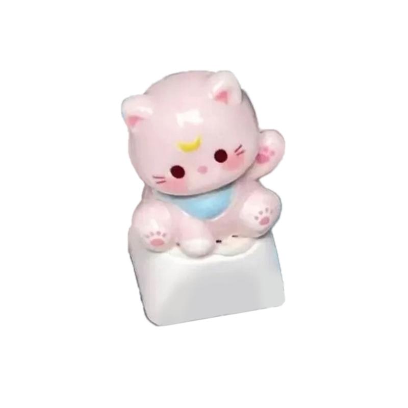 3D Mechanical Keyboards Creative Cartoon Cats Head Gamer Keyboards Keycaps for Office Decompression