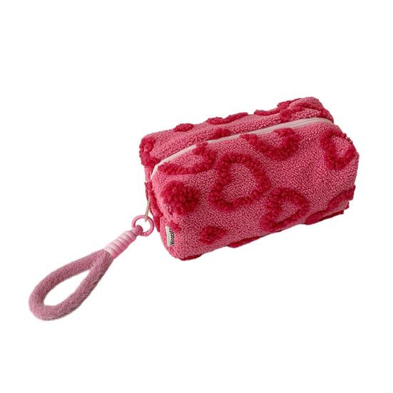 

Плюшева косметичка-серце 3D пухнасті сердечка Сумка для макіяжу Солодкий пухнастий органайзер для косметики Сумка для туалетного приладдя для жінок дівчат червоний