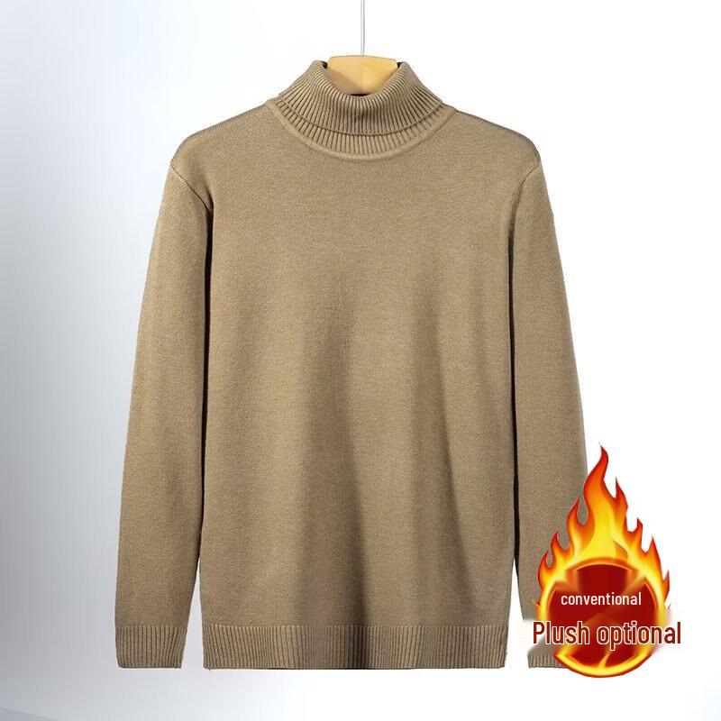 

Men s Slim Fit High Collar Knit Sweater - Velvet Lined, Solid Color, Long Sleeve, Teen Style XL