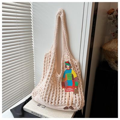 Fauler Wind Strand gewebte Tasche Damen Sommer Neu Hohl gestrickte Tasche Große Kapazität Pendler Schulter