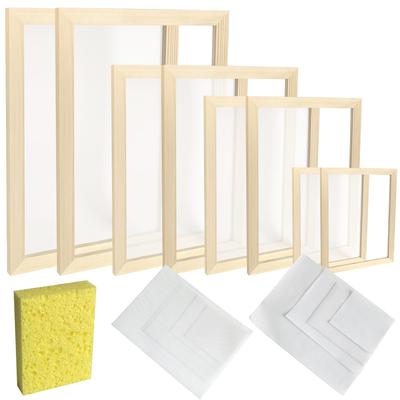 Socpuro Papermaking Mold Frame, 4 Sizes A4, A5, A6, A7, Wooden Papermaking Frame, Wooden Papermaking Set, DIY Papermaking Hobby, Parent-Child Game,