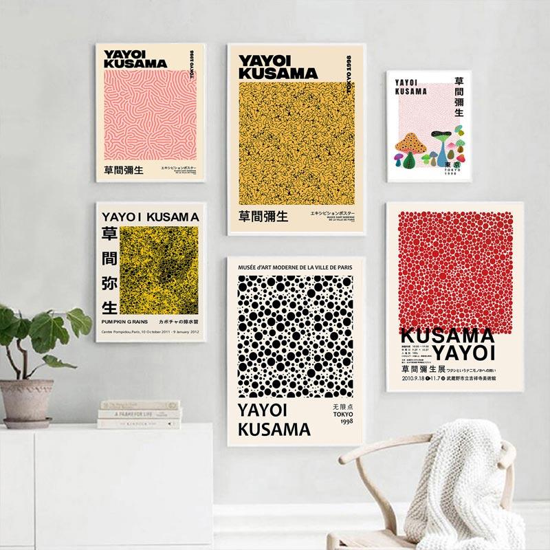 Yayoi Kusama Pumpkin Posters Abstract Nordic Canvas Painting Modern Wall Art Prints Gallery Decor Pictures for Living Room Decor