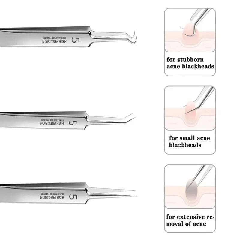 Ultra-fine Cell Pimples Blackhead Clip Tweezers Beauty Salon Remover Acne Needle Blackhead Deep Cleaner Clip Face Skin Care