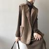 Gilet da donna autunno e inverno, morbido e comodo, da indossare su entrambi i lati, con tasche in tinta unita