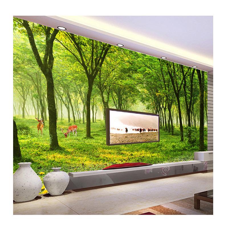 Any Size Mural Wallpaper 3D Nature Scenery Green Tree Wall Paper Living Room TV Sofa Background Wall Murals Decor