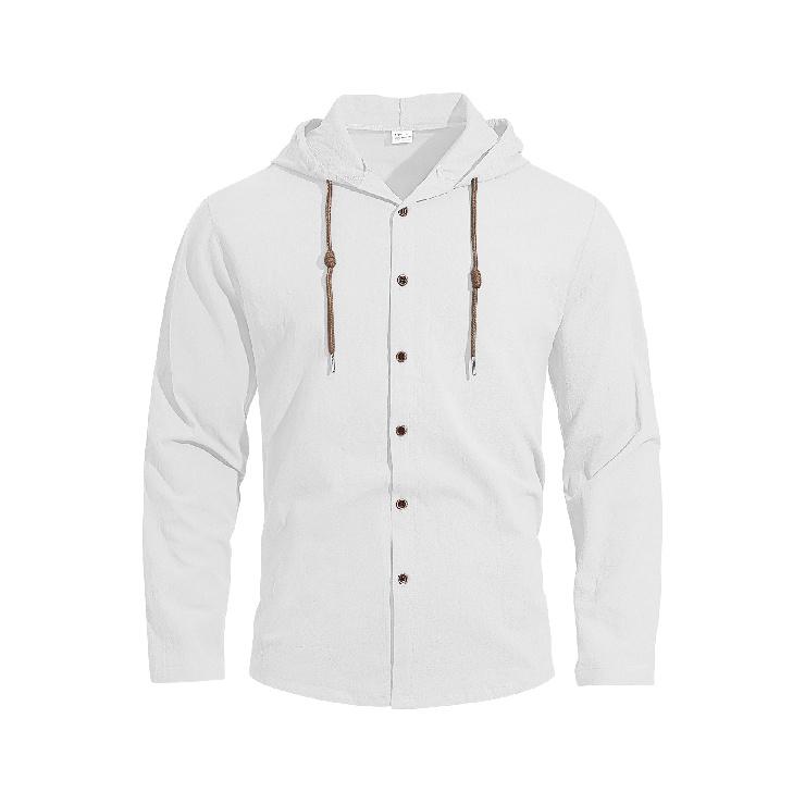 

2026 New Hooded Long-Sleeve Solid Color Breathable Casual Sports Loose Fit Shirt S белый