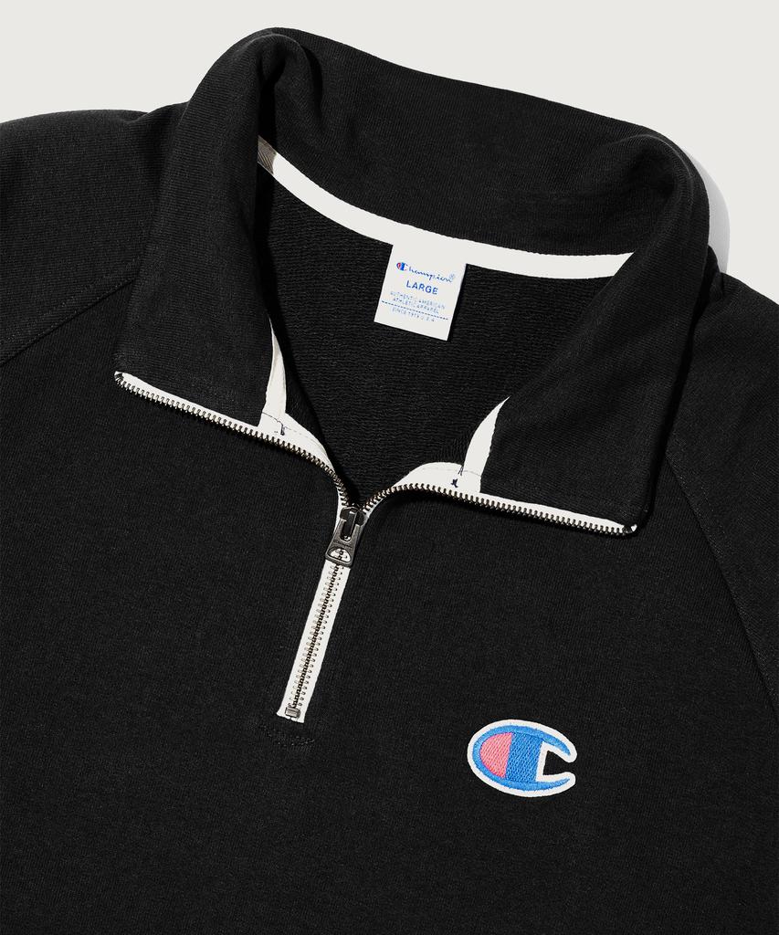 Champion Heritage Logo Loose Fit Half Zip Black