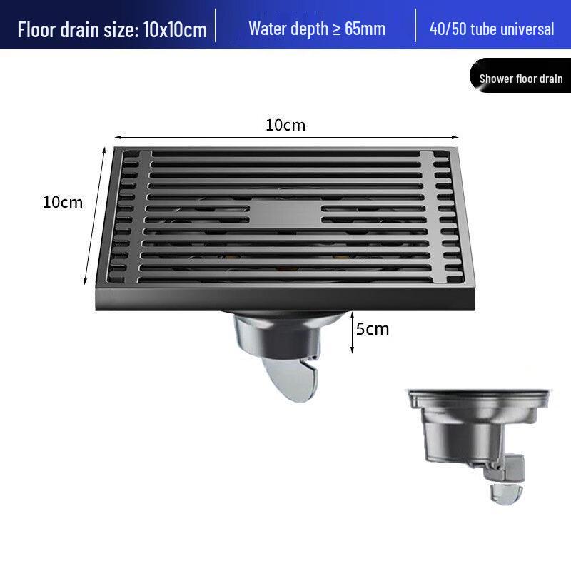MDNG Gunmetal Grey Shower Floor Drain (10x10cm, 3-Pack)