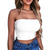 Women Sexy Solid Color Strapless Cropped Mini Bustier Slim Elastic Tube Top