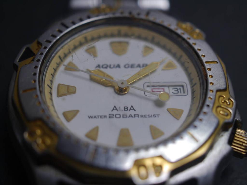 SEIKO Alba Aqua Gear Quartz Watch with Working Condition 3-Hand Day-Date Strap, V733-6A40, Men's Watch, (ae346)