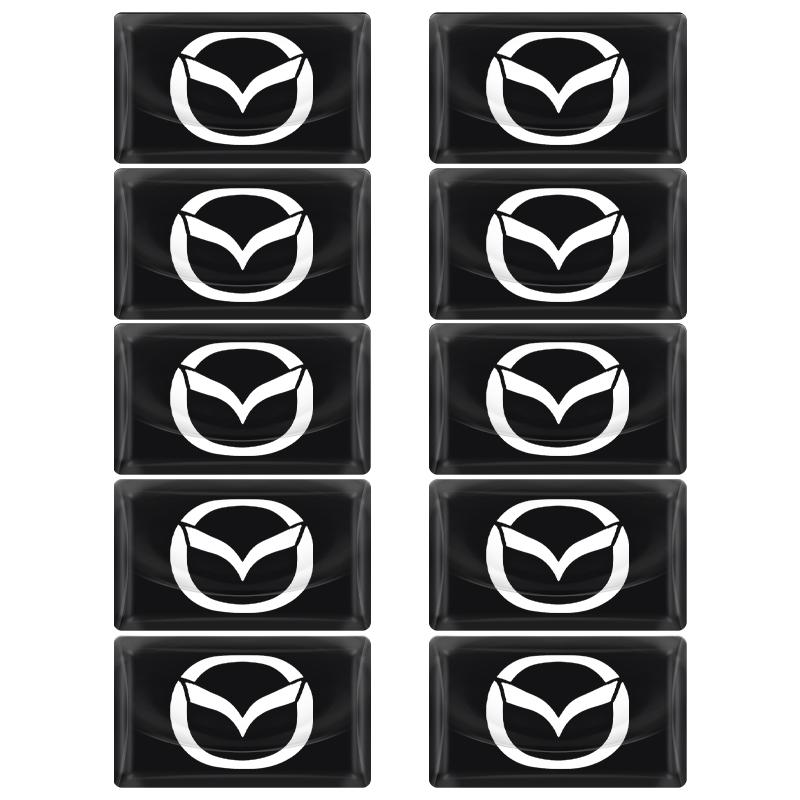 10Pcs Carbon Fiber Steering Wheel Car Logo Emblem 3D Stickers For BMW Mercedes benz Alfa Romeo Dodge Renault Mini Mazda Opel Toyota Ford Jeep Honda