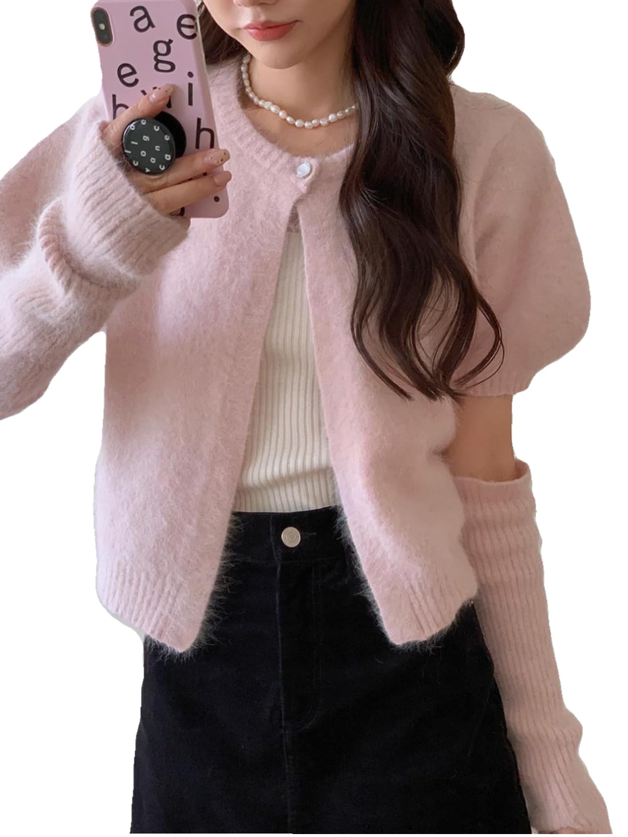 

Корейский модный вязаный свитер с длинными рукавами и рукавами, комплект кардигана и футболки с коротким рукавом, корейский короткий [KOREARU] женский, накидки, болеро, трикотаж,