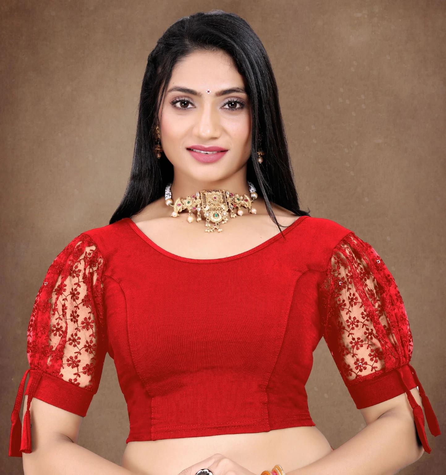 Women Cotton Laycra Blend Designer Blouse Indian Bollywood Beautiful Choli Dress красный