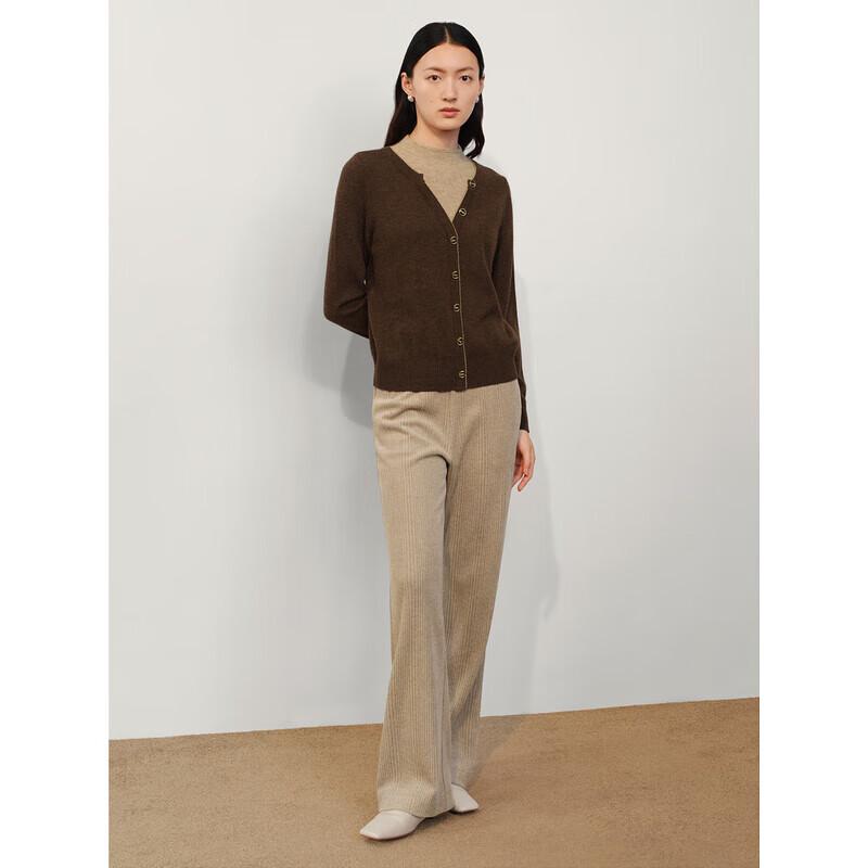 Jiu Zi Anna Cou Women's Elegant Semi-High Neck Yak Wool Pullover Sweater