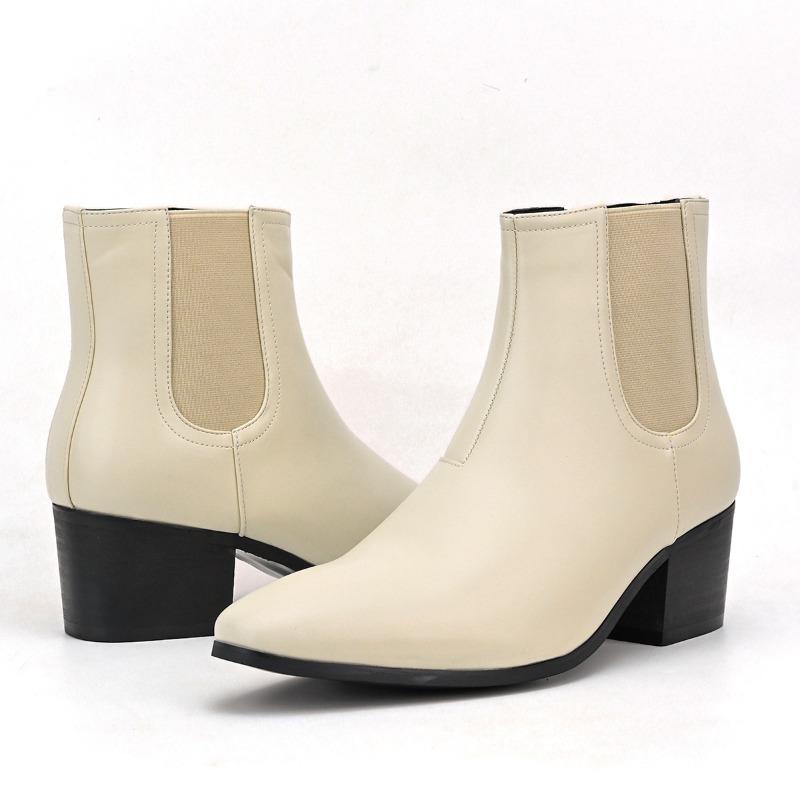 Modische Lederstiefel im britischen Stil für Herren, modische Chelsea-Stiefel, 6 cm hochhackige Stiefeletten, Business-Stiefel, Herren-High-Top-Stiefel