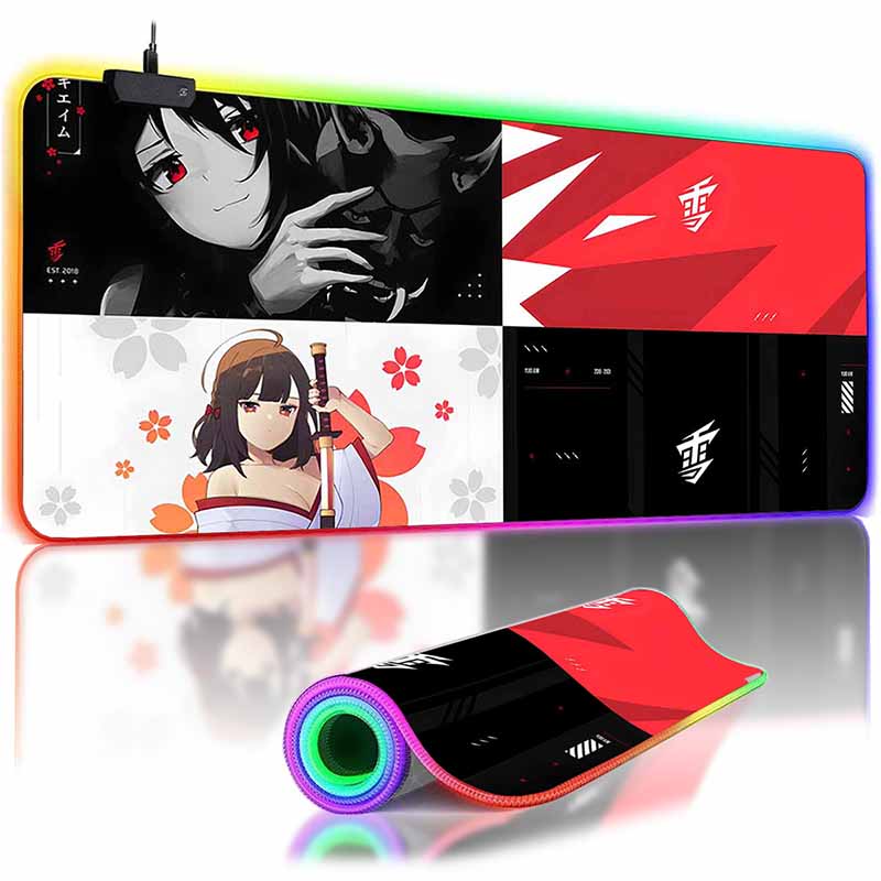 Anime Mask Girl Mouse Pad Yuki Aim Large Mouse Mat E-Sports Gamer Desk Pads Non-Slip Rubber Premium Mouse Pad XXL Keyboard Mats
