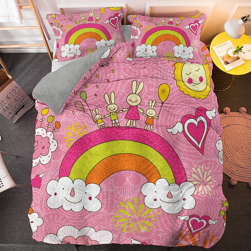 Cartoon Duvet Cover Set King Size Microfiber Cute Color Avatar Print Bedding Set For Kids Teens Soft Kawaii Style Quilt Cover