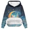 Women's Fashionable Casual Long-Sleeved Christmas Print Fleece-Lined Thick Hooded Sweatshirt