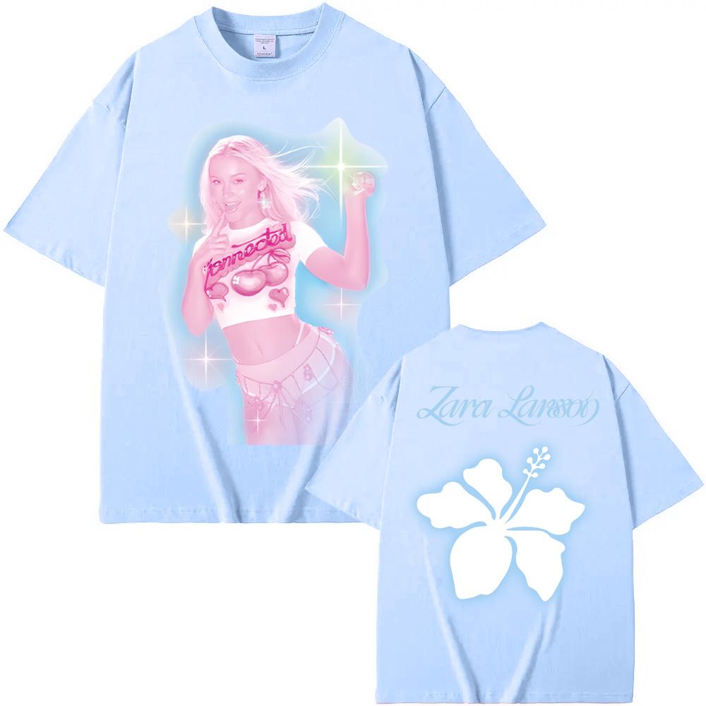 Zara Larsson-Sparkle Date Back Tričko 2025nové Letní tričko s rukávem Dámské pánské Ležérní 100% bavlna Tričko Kulatý výstřih Hudební trička