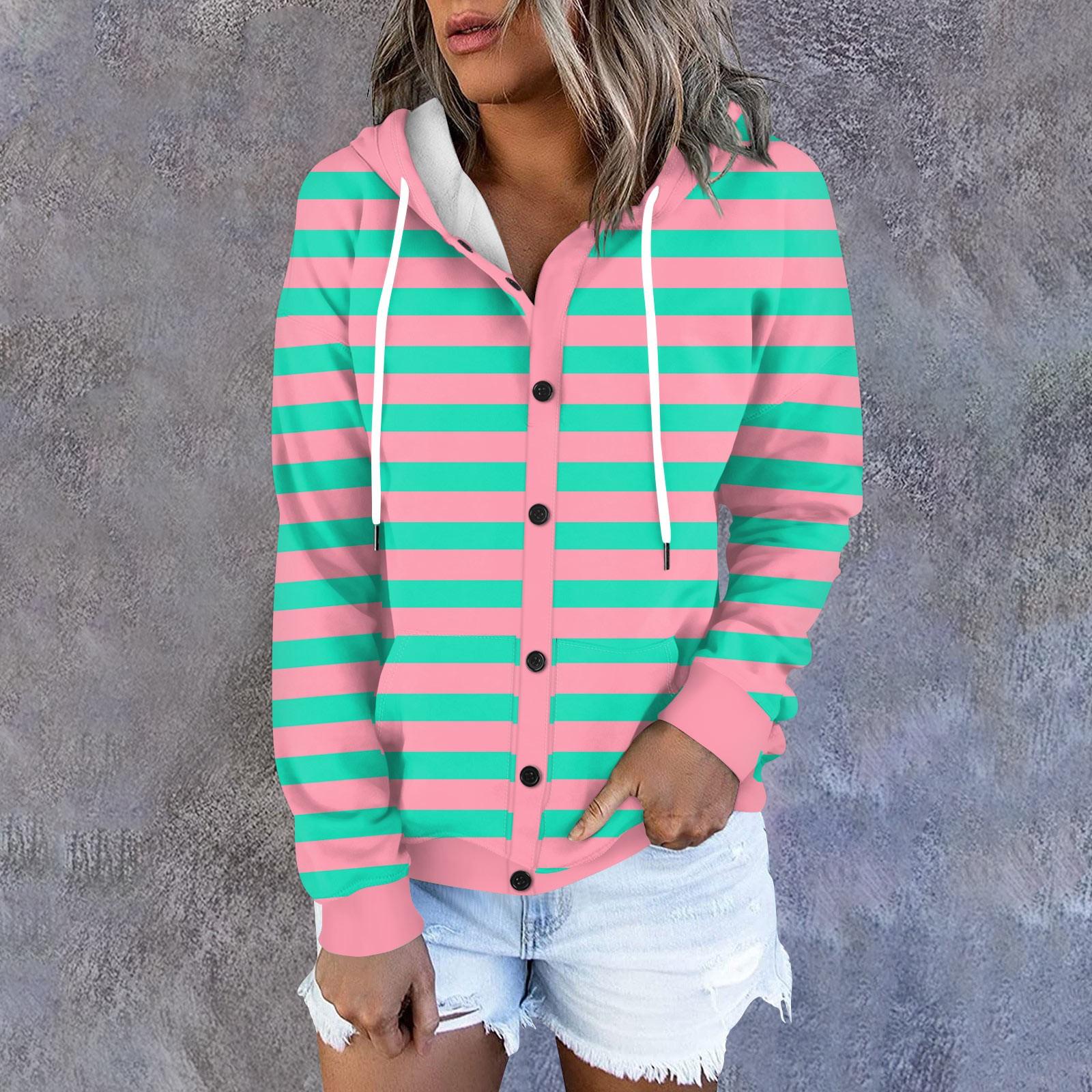 

Женская толстовка с капюшоном, полосатый принт, длинные рукава, свободная спортивная куртка с капюшоном XXL циан