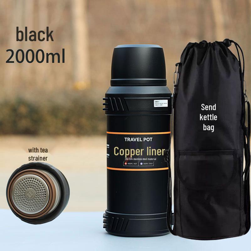 316 Stainless Steel Outdoor Thermos with Tea Separator and Infuser, 2500ml Large Capacity Kettle